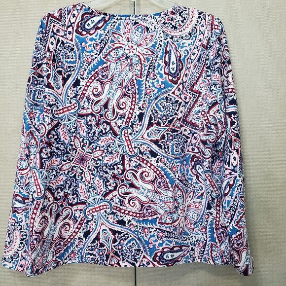 Talbots Petite Cotton/Spandex Pink/Blue Paisley Print Long Sleeve T-Shirt Sz XLP - Picture 4 of 5